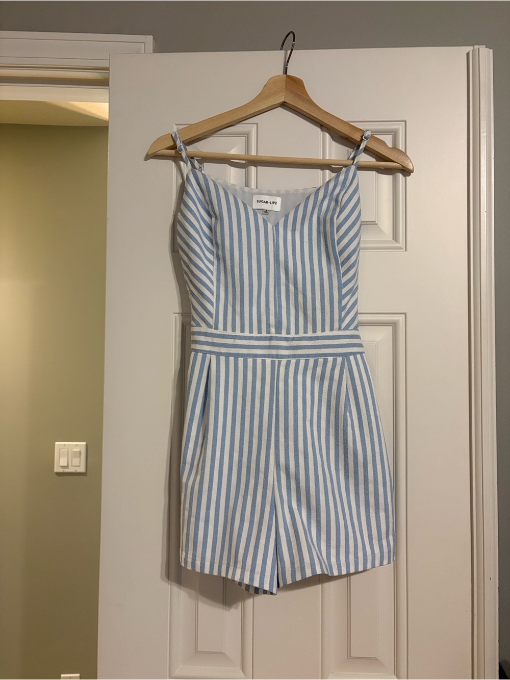 Sugarlips Blue and White Striped One-Piece Romper